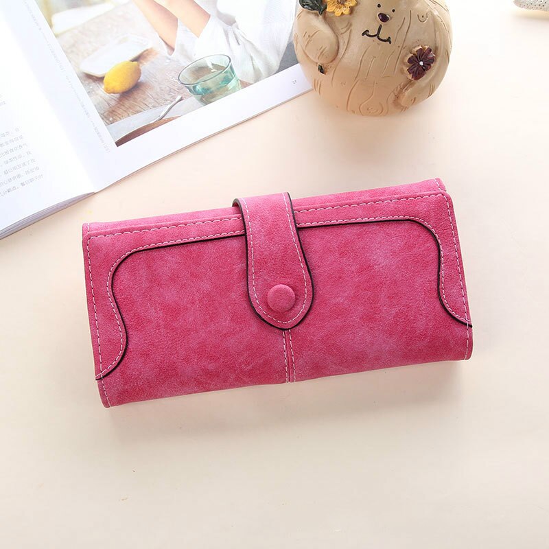 Many Departments Faux Suede Long Wallet Women Matte Leather Lady Purse Female Wallets Card Holder Clutch Carteras: Rose