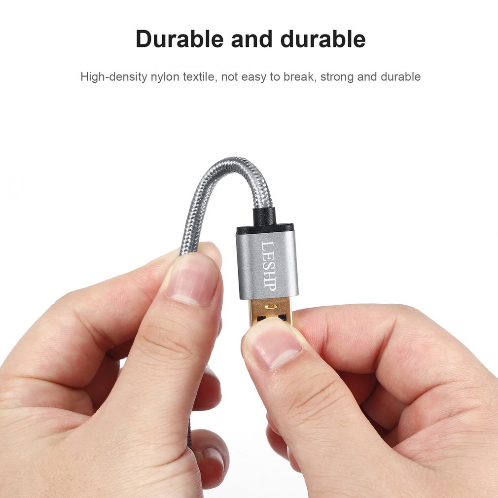 LESHP Metal Shell Nylon Braided Lightweight Durable Safe Large Current USB3.0A to USB Type-C Charging Data Charger 1M Cable