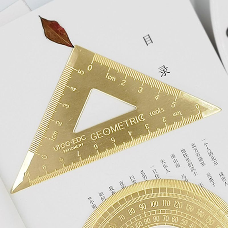 Brass Lsosceles Triangle Ruler Drawing Painting Measuring Tool Cartography Math