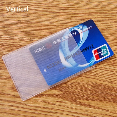 5 stk / lot pvc gennemsigtig kreditkortholder beskytter id-kort visitkortdækning kreditkortbeskyttelsessag: 5 lodret