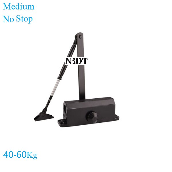 Commercial Door Closer Adjustable Spring Hydraulic Automatical Closing 90 Degrees Open Hold Face-mounted Siver Matte Black: Medium Black No Stop