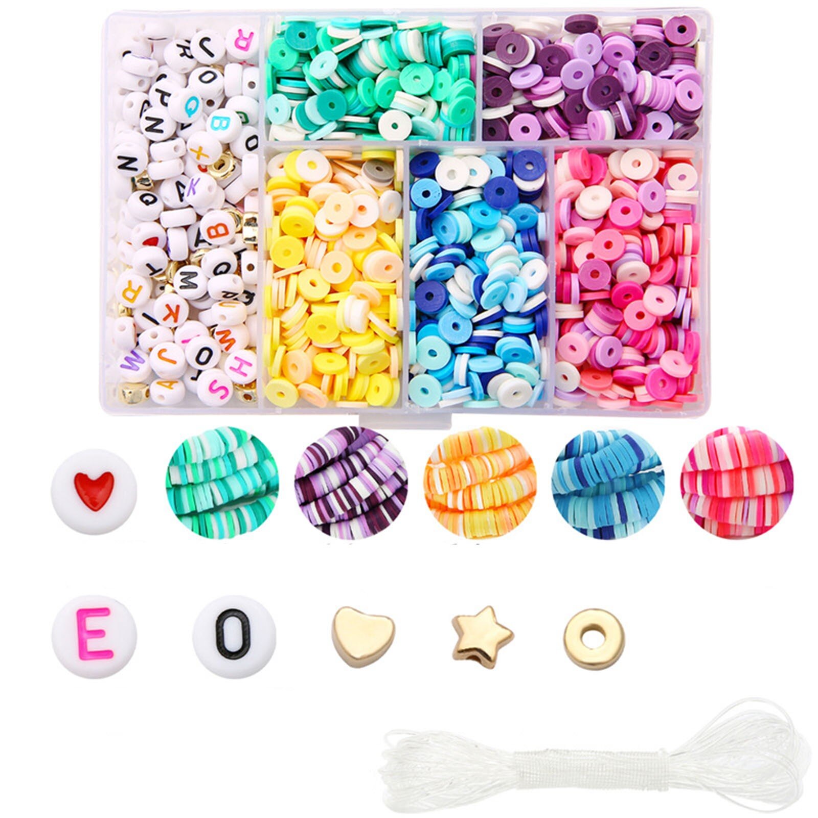 1160PCs Polymer Clay Beads Set For Bracelet DIY Flat Round Arylic Letter Beads Spacer Beads DIY Jewelry Making Bracelet Necklace: 8