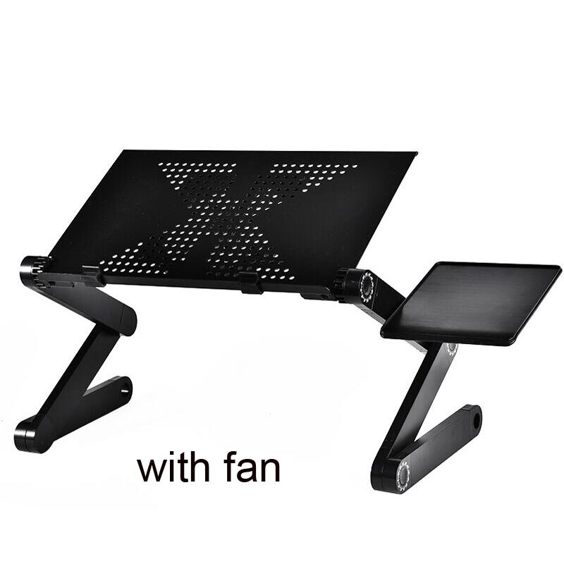 Justerbart laptopbord fällbart bärbart skrivbord ergonomiskt bärbart datorfack pc bordsstativ anteckningsbokstativ med fläkt: Svart med fläkt