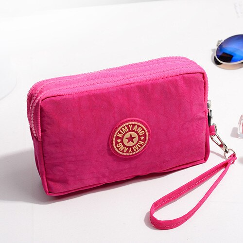 Portemonnee dames portemonnees dames nylon tassen id-kaarthouders dames portemonnee handtassen clutches: Felroze