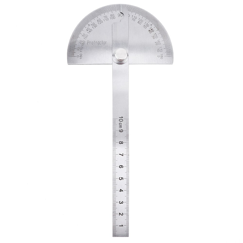 180 Degree 100mm Stainless Steel Protractor with Scale and Fixing Screw for Angle and Length Measuring Angel Ruler Measuring