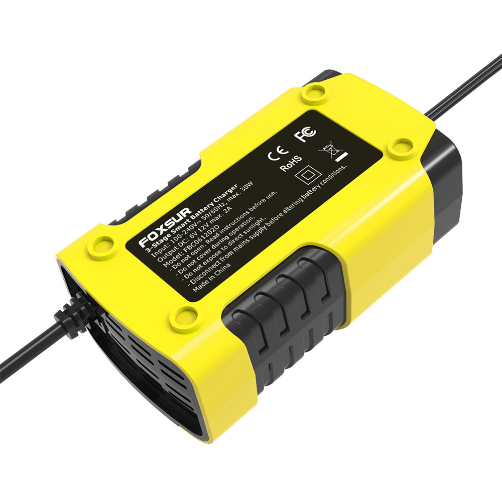 6V/12V 2a Digitaal Lcd-Scherm Vermogenspulsreparatie Laders 3 Laadfasen Volautomatische Auto-Acculader