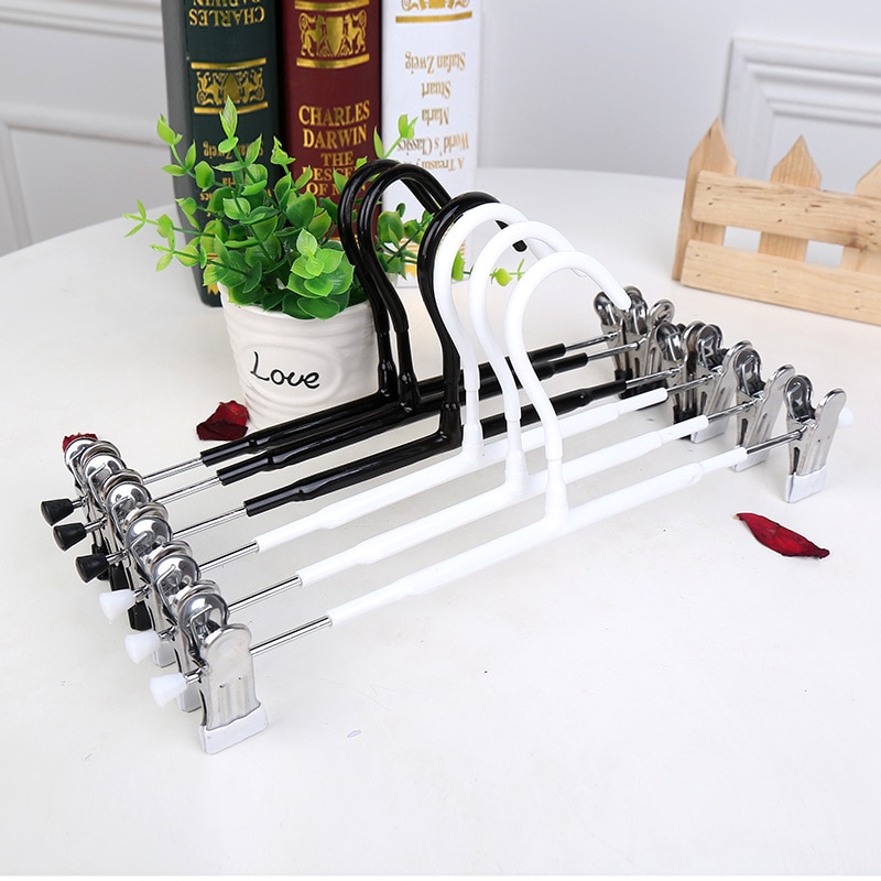 10Pcs Rvs Kledingrek Droogrek Broek Clip Draagbare Aanpassing Non-Slip Broek Rack Jurk Rack Closet organizer