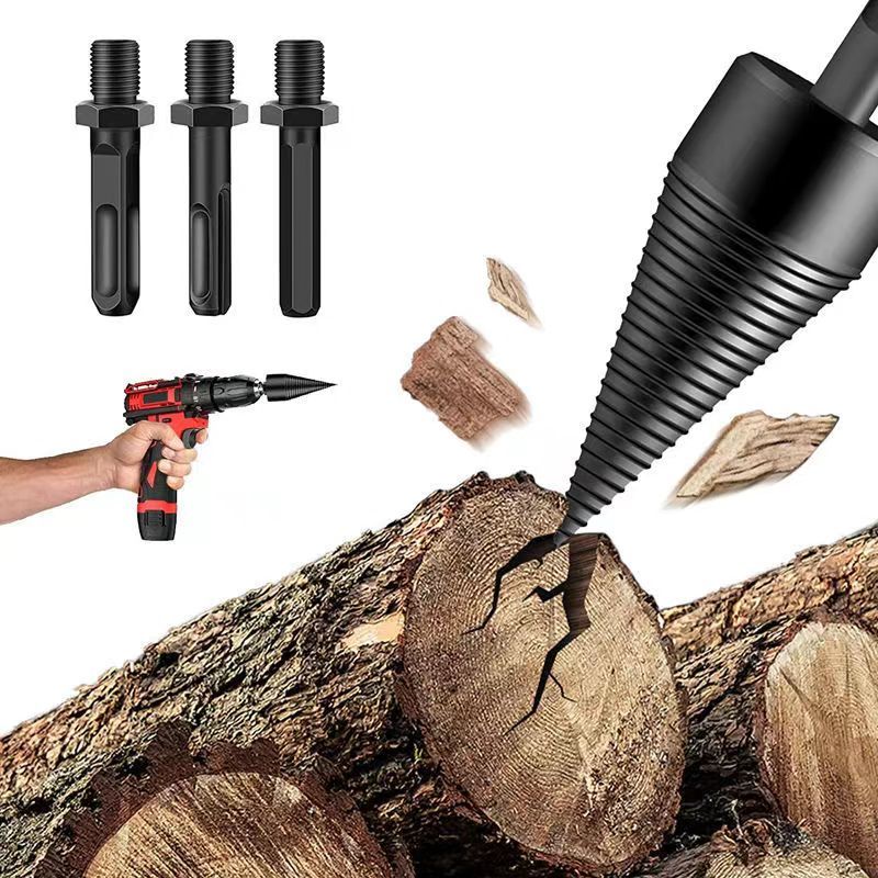 Festberg boor houtkloofmachine set, hout splijten boor 32mm/42mm/50mm conische splitter met 3Pcs boor handgrepen brandhout splitter boor stalen conische boor, compatibel met boormachine,50mm set