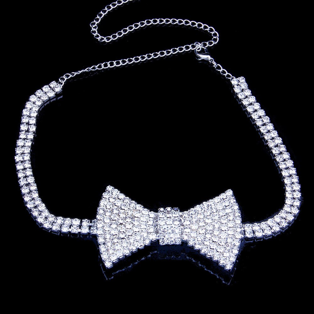 Luxe Strass Strikje Goud Bridal Choker Ketting voor Vrouwen Bruiloft Sexy Crystal Kraag Ketting Mode-sieraden Payty