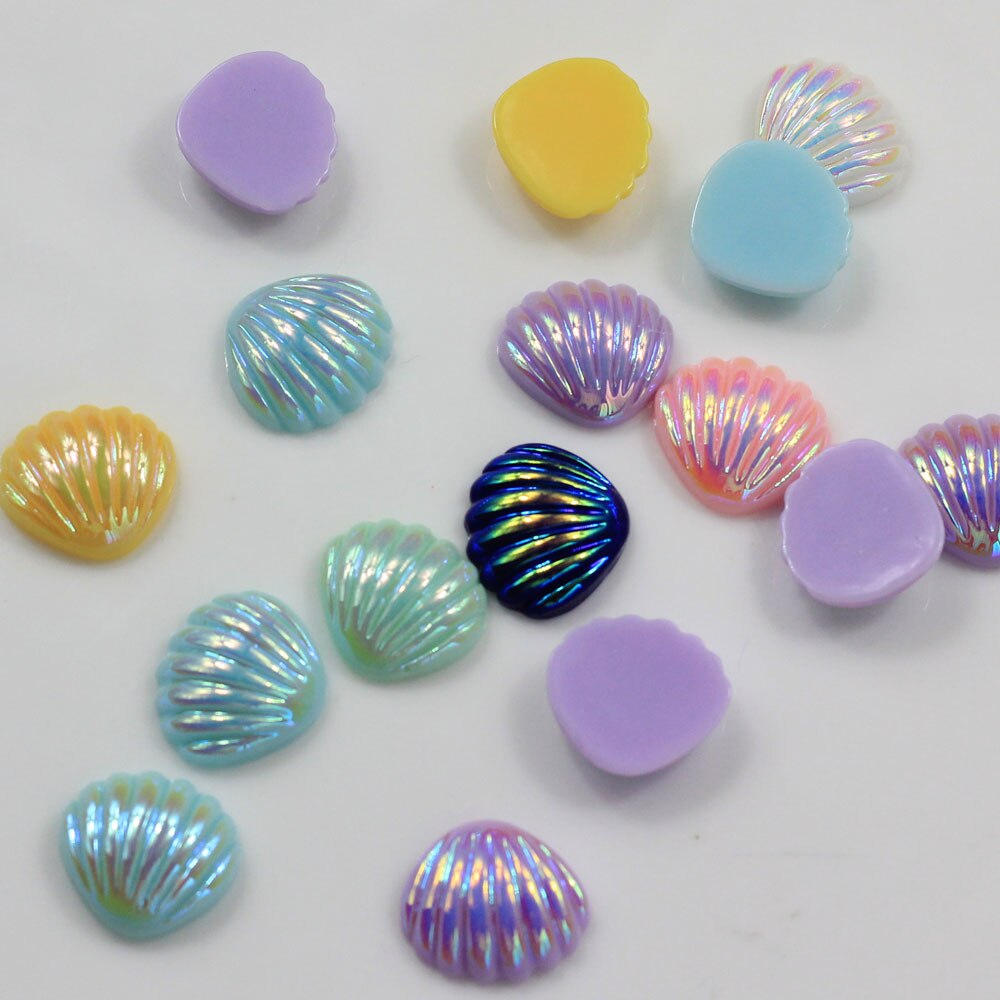 20/50pcs Bling Resin Scallop Seashell Decoration Crafts Flatback Cabochon Kawaii DIY Embellishments For Scrapbooking