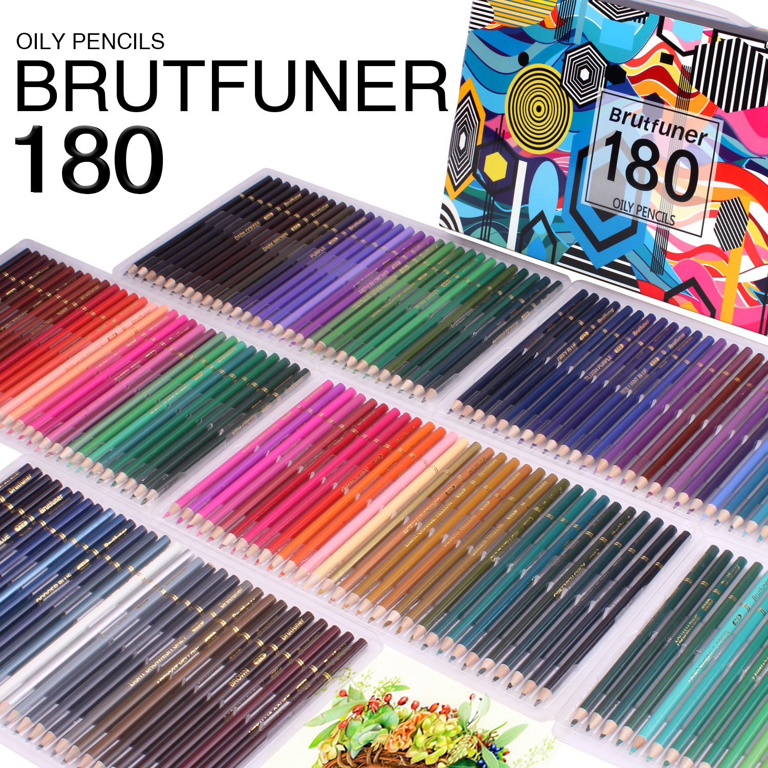 Brutfuner – ensemble de crayons de couleur professionnels à l&#39;huile, 48/72/120/160/180 couleurs, fournitures d&#39;art pour dessiner des croquis à l&#39;école