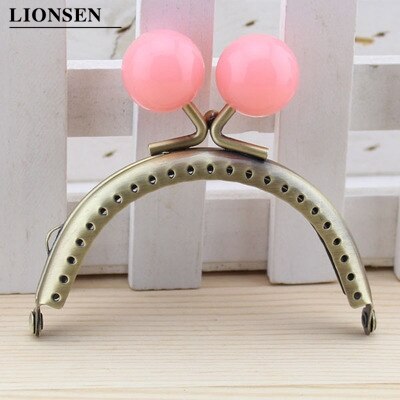 LIONSEN 8.5cm duże koraliki antyczny brąz metalowy uchwyt do torebki do torby sprzęgła akcesoria torebkowe dokonywanie pocałunek blokada zapięcia: Flesh pink