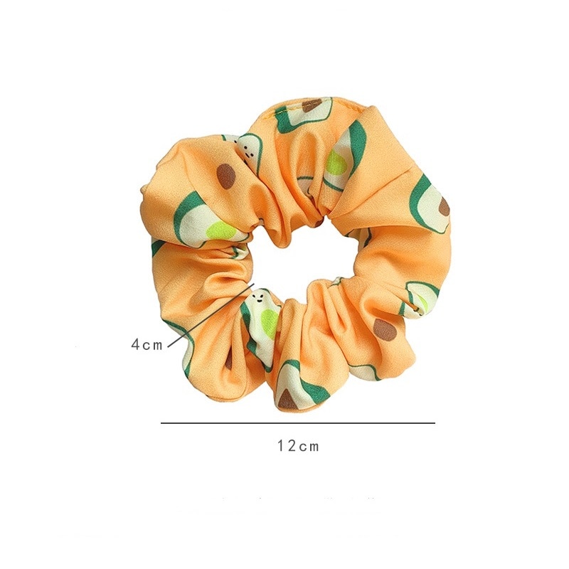 Afrodite satin scrunchie avocado mønster gummibånd hårbånd elastisk pandebånd kvinder piger hestehaleholder hår tilbehør