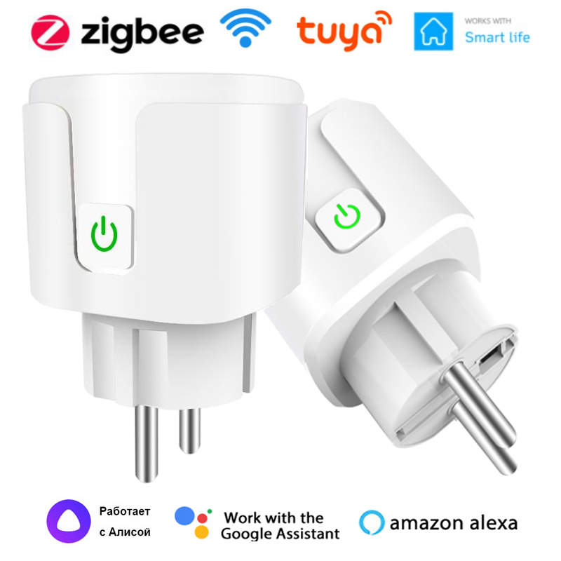 smart støpsel wifi / zigbee stikkontakt  eu 16a strømmonitor timing til tuya smartlife app kontroll arbeid med alexa google hjem alice