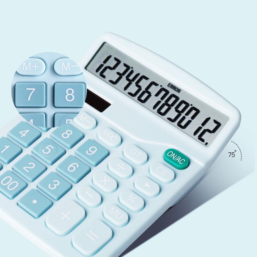 Digital Scientific Calculator 12-Digit Desk Solar Calculator Big Button Financial Business Accounting Tool Suitable for Students