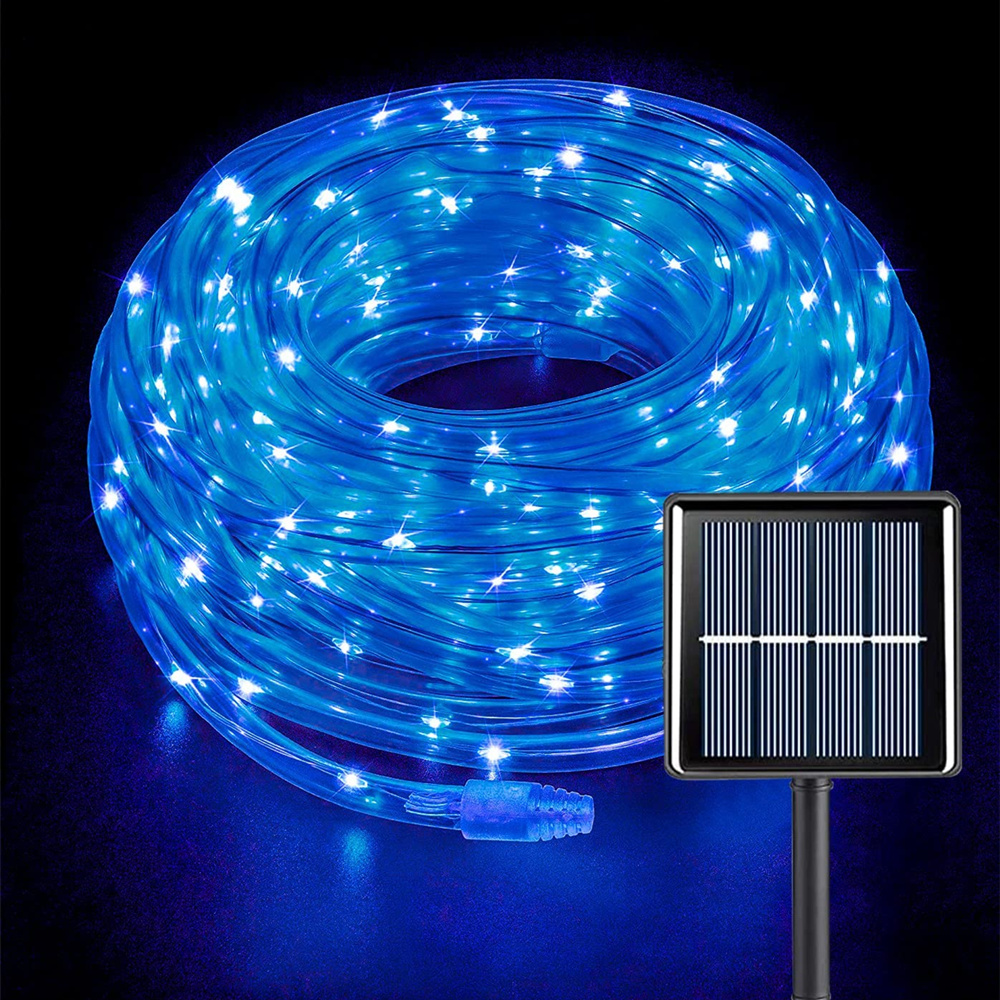 300LEDs Outdoor Seil Solar LED Lichterkette PVC Rohr Fee String Lichter für Pool Balkon Baum Garten Hof Zaun deck Party: Blue
