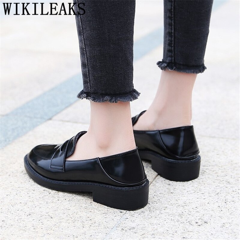 Chaussures coréennes chaussures noires pour femmes chaussures Oxford pour femmes mocassins Creepers Harajuku Sapato Feminino Couro Mocassin Femme Sapatos