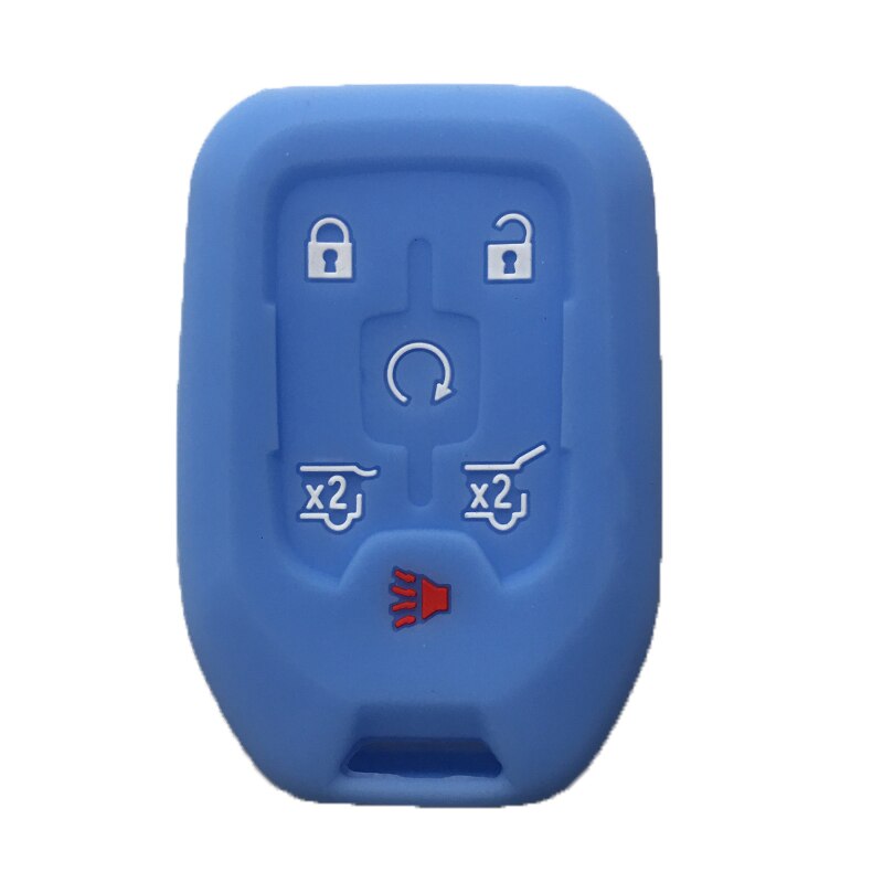 Siliconen autosleutel afstandsbediening beschermhoes voor chevrolet suburban tahoe gmc yukon 6- knops sleutelhouder beschermer: Lichtblauw
