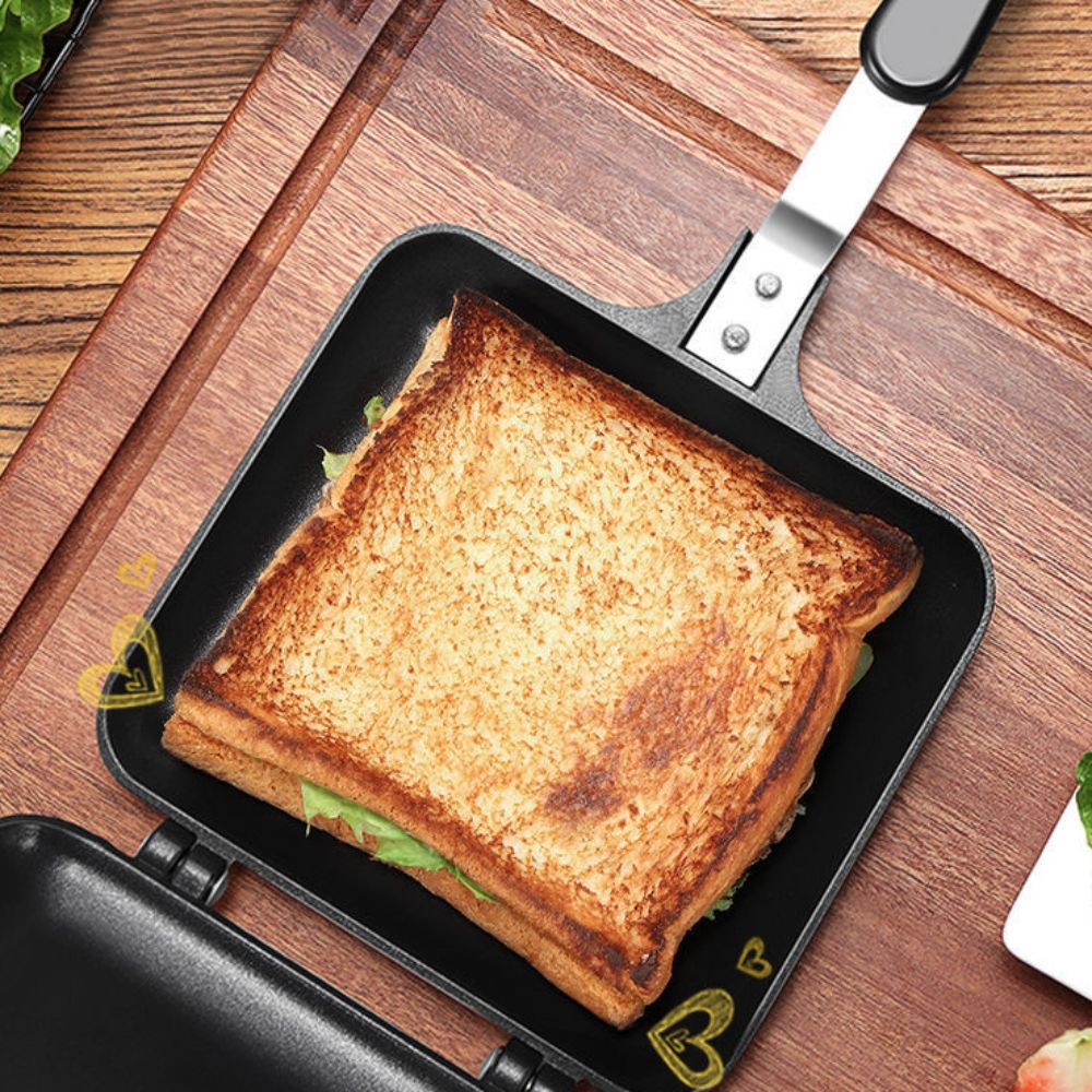 Frühstücksmaschine Antihaft-Sandwichmaker Aluminiumlegierung Abnehmbare Toast-Bratpfanne Doppelseitige Omelettepfanne für Imbissstände