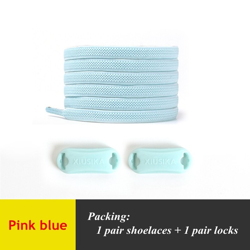 Lacets élastiques plats, 1 paire, pas de nœuds, pour chaussures de sport pour enfants et adultes, lacets rapides pour paresseux, 24 couleurs: Pink blue