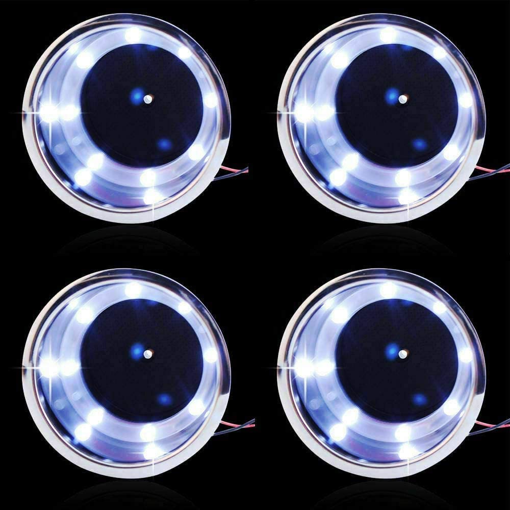 4Pcs Stainless Steel Cup Holder LED Cup Drink Holder Embedded Bottle Holder with Drain for Marine Boat Accessories Yacht Sofa: WHITE