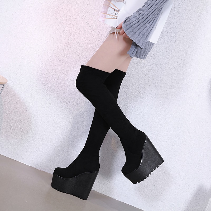 Increase within Women's boots ultra high 16 cm thick bottom Over the knee boots Europe America style long tube boot