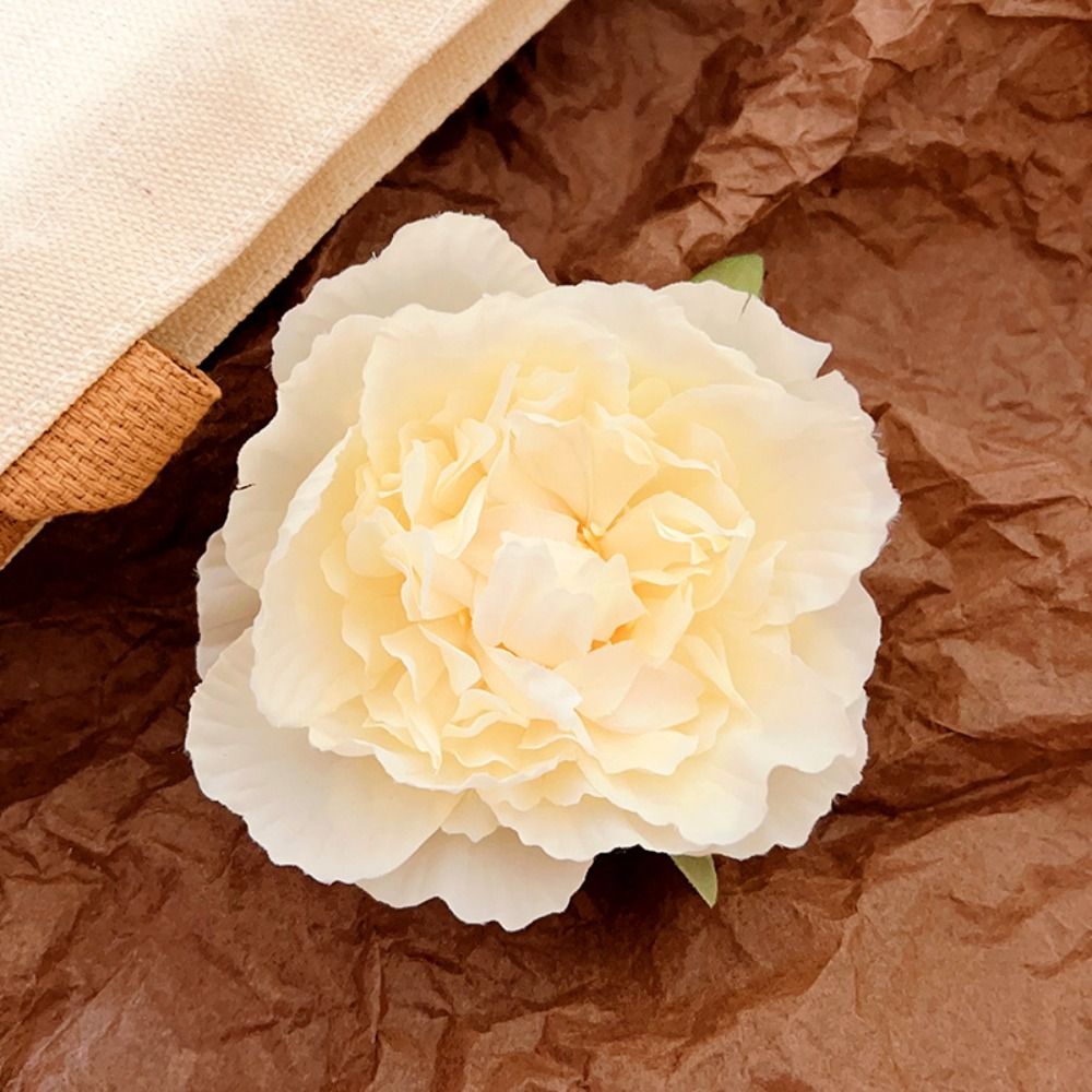 Söt blomma pion blomma hårspänne stora hårspännen håraccessoarer konstgjorda blommor hårnålar bohemiska sidohårspännen bröllop: Mörkgrå