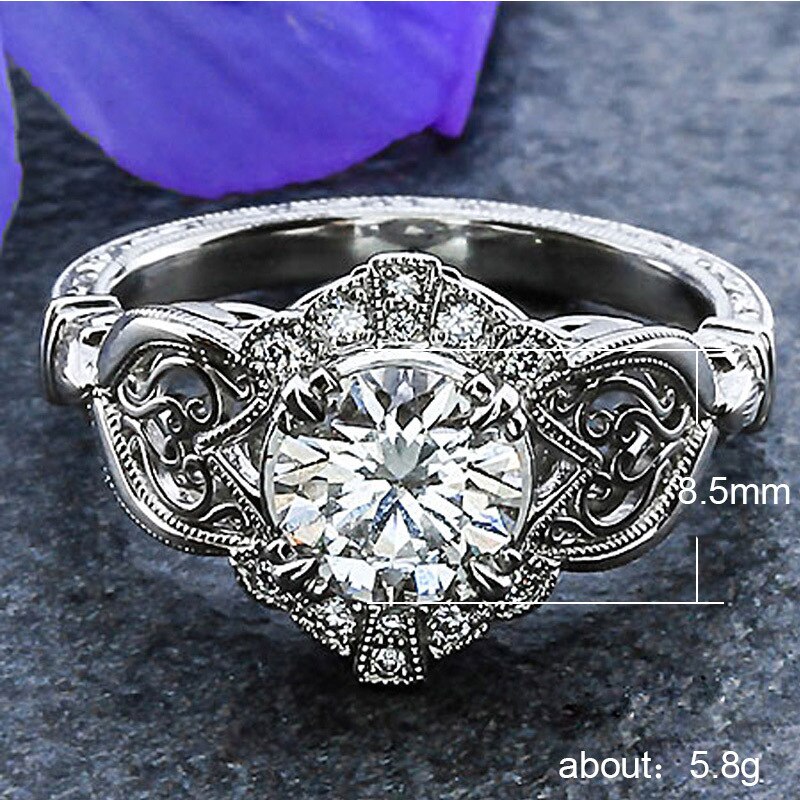 HUITAN Luxury Bridal Ring with Huge Brilliant CZ Prong Setting Eternal Love Engagement Wedding Rings for Women&Girlfriend