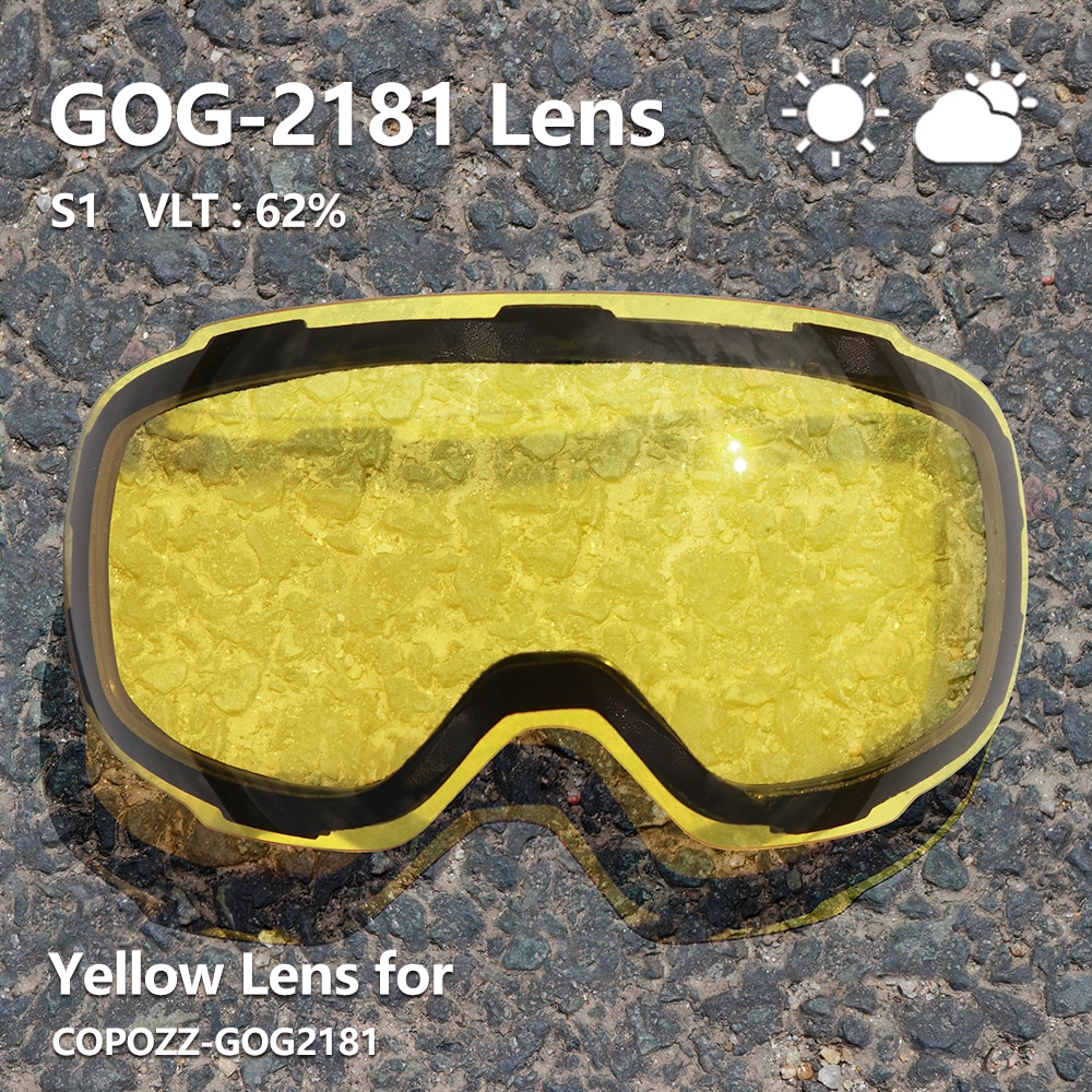 Originale Giallo Graziato Lente Magnetica per occhiali da sci GOG-2181 anti-fog UV400 da sci occhiali occhiali da neve di Notte Sci (solo Lens)