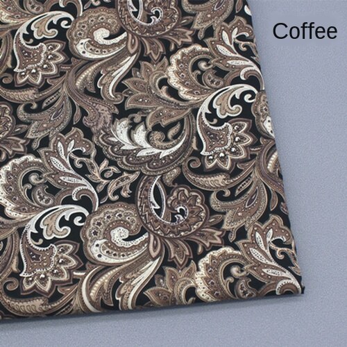 Wide 58" 100% Cotton Poplin Pteris Printed Fabric Scarf Garment Shirt Material By the Half-Yard: Coffee