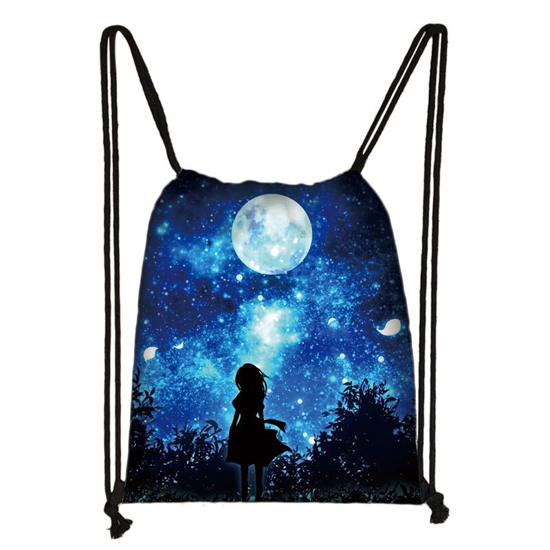 Galaxy / sterrennacht print trekkoordtas dames reistas tienermeisjes canvas softback rugzak dames opbergtas: Skdxk 04