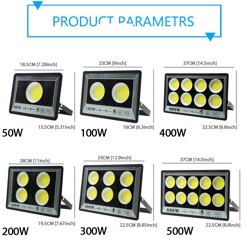 Éclairage LED 50W 100W 200W 300W 400W 500W 220V projecteur IP65 lampe étanche Led projecteur extérieur jardin lampadaire