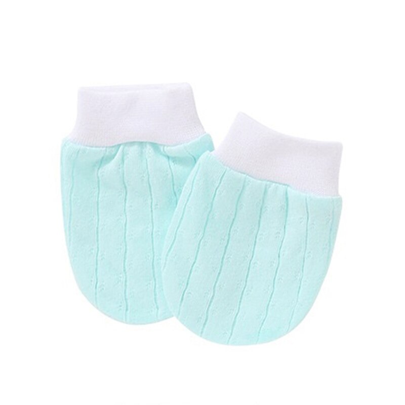 Guantes antiarañazos de algodón para bebé, manoplas de protección facial, accesorios para niños, D0AF, 1 par: Light Blue