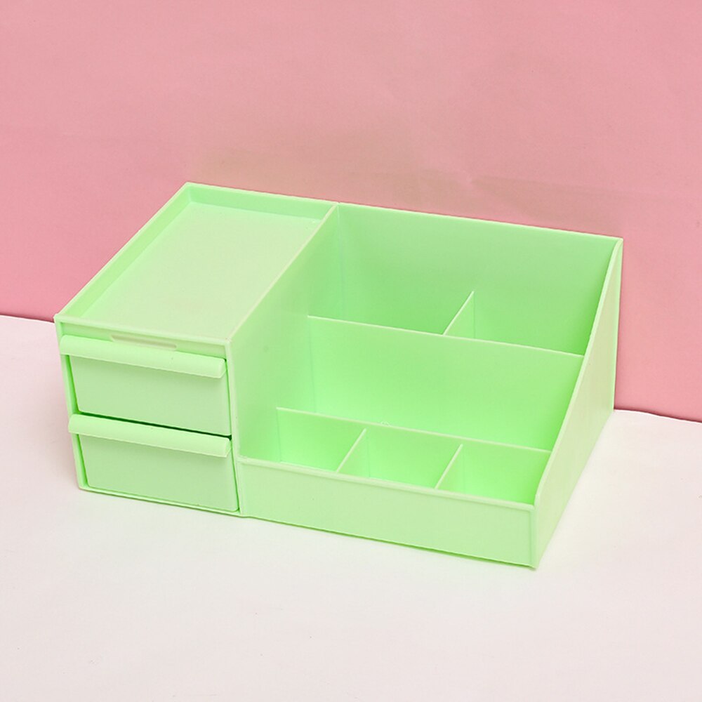 Multifunktionel desktop arrangør pen holder makeup opbevaringsboks skolekontor tilbehør papirvarer: Grøn