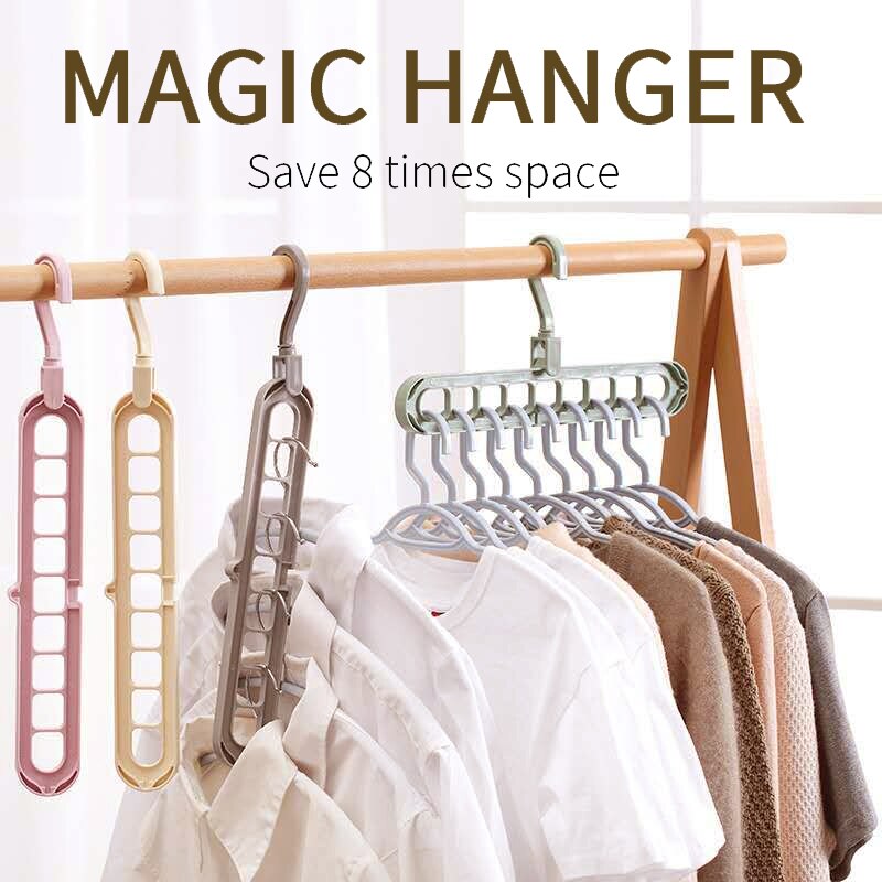 Vertical Horizontal Clothes Hanger Closet Organizer Space Saving Hangers 9-port Clothing Rack Plastic Scarf Storage Cabide Hook