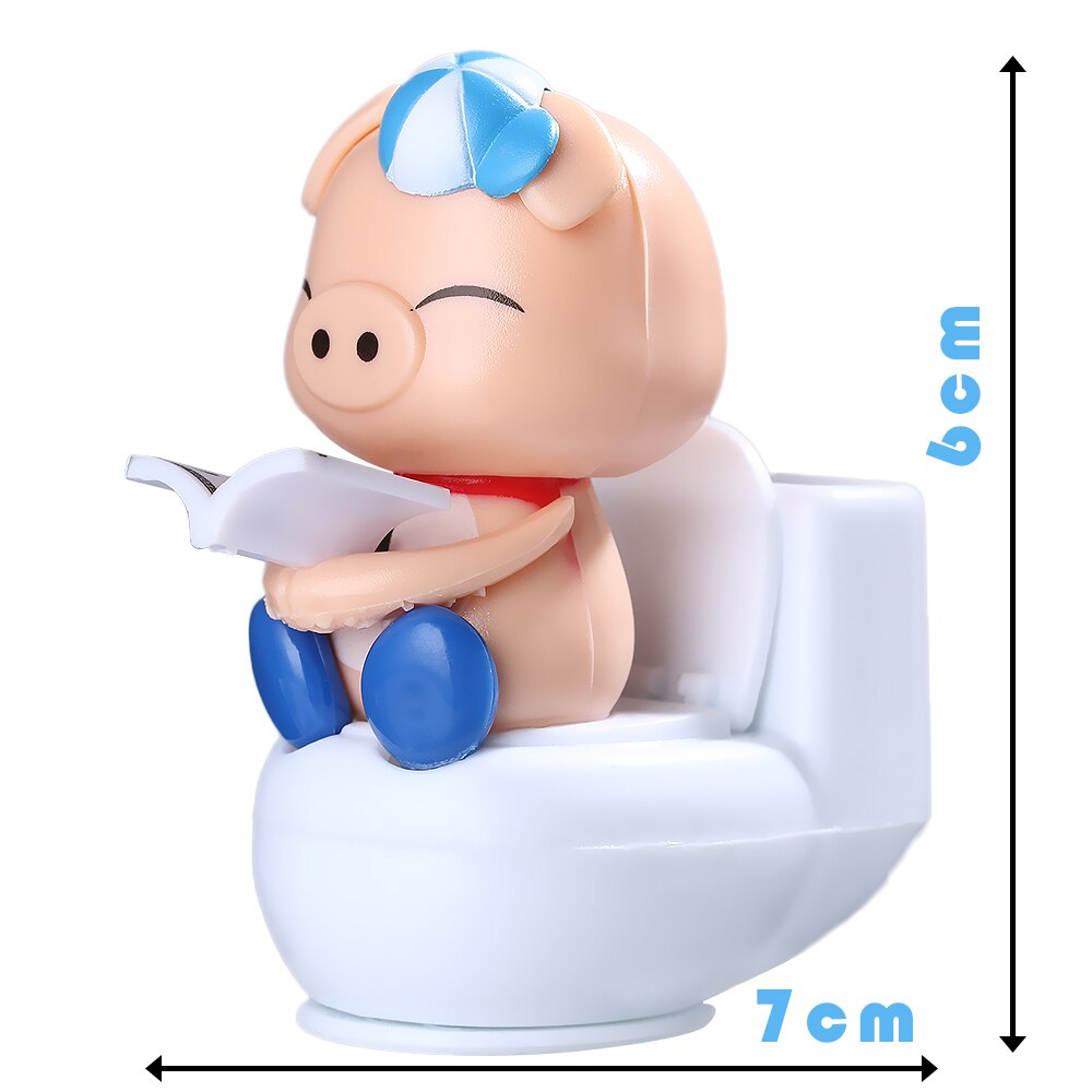 Leuke Solar Power Auto Ornament Piggy Zittend Op Toilet Flip Flap Thuis Kids Novelty ToyGeat voor Kantoor Decor Grappig