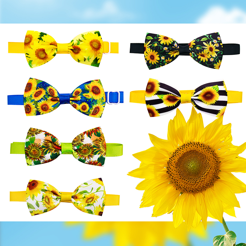 100 sztuk akcesoria dla małych psów muszka dla psa lato słoneczniki akcesoria dla psów psy kot muszki kołnierz krawaty artykuły dla zwierząt