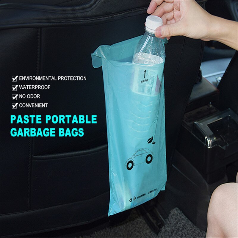 5pcs Car Trash Can Biodegradable Environmentally Self-Adhesive Auto Seat Back Hanging Trash Storage Bag Disposable Car Accessory