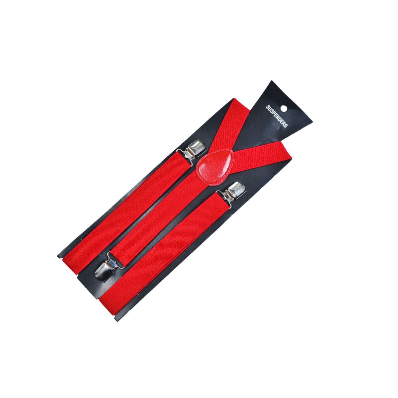 Bretelle regolabili per camicie pantaloni Jeans bretelle a Clip elastico tinta unita y-back sospensione Slim uomo adulto bretelle Unisex: Rosso