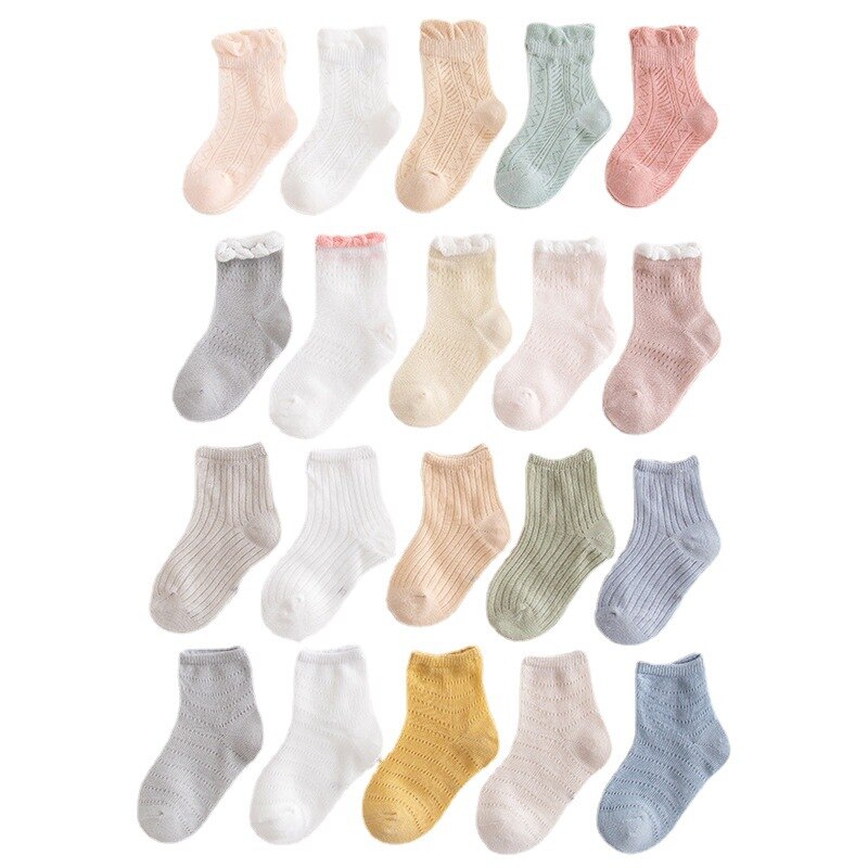 5Pairs/lot 0-3T Infant Baby Socks Solid Color Cotton Mesh Cute Newborn Boy Toddler Socks Baby Clothing Accessories