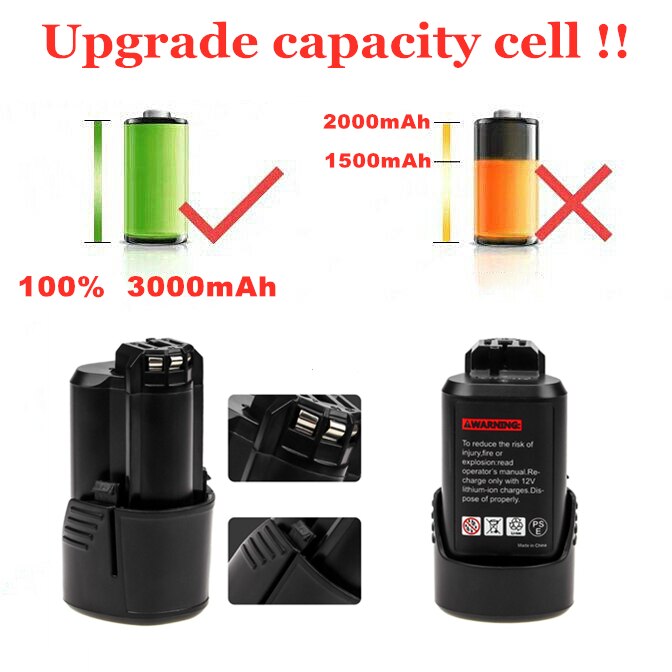 12V 3000mAh Li-ion Rechargeable Battery pack replace for BOSCH cordless Electric screwdriver BAT411 BAT412 BAT412A PS20-2 PS40-2
