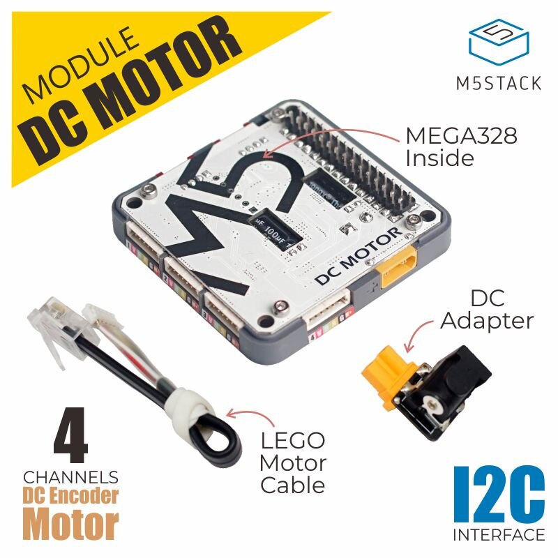 M5stos nowy DC MO moduł mega328 wewnątrz 4 kanały DC silnik kodera z 10cm silnika i adapter DC I2C M5 ESP32 płyty głównej kompatybilny