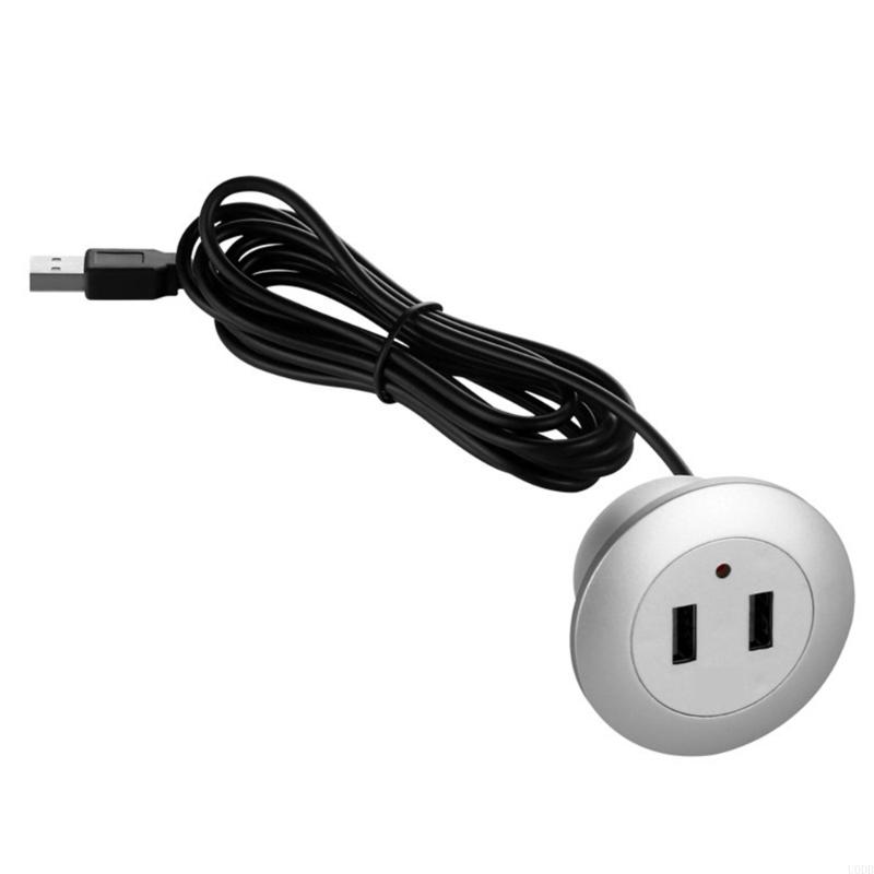 Extension Cord Mobile Table Sofa Fast Charging Embedded Desktop USB: Dark Grey