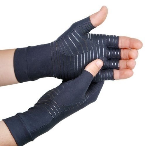 Men Copper Fiber Full Finger Joint Gloves Copper Ion Antibacterial Deodorant Gloves Cross-Border Copper Fiber Pressure Gloves