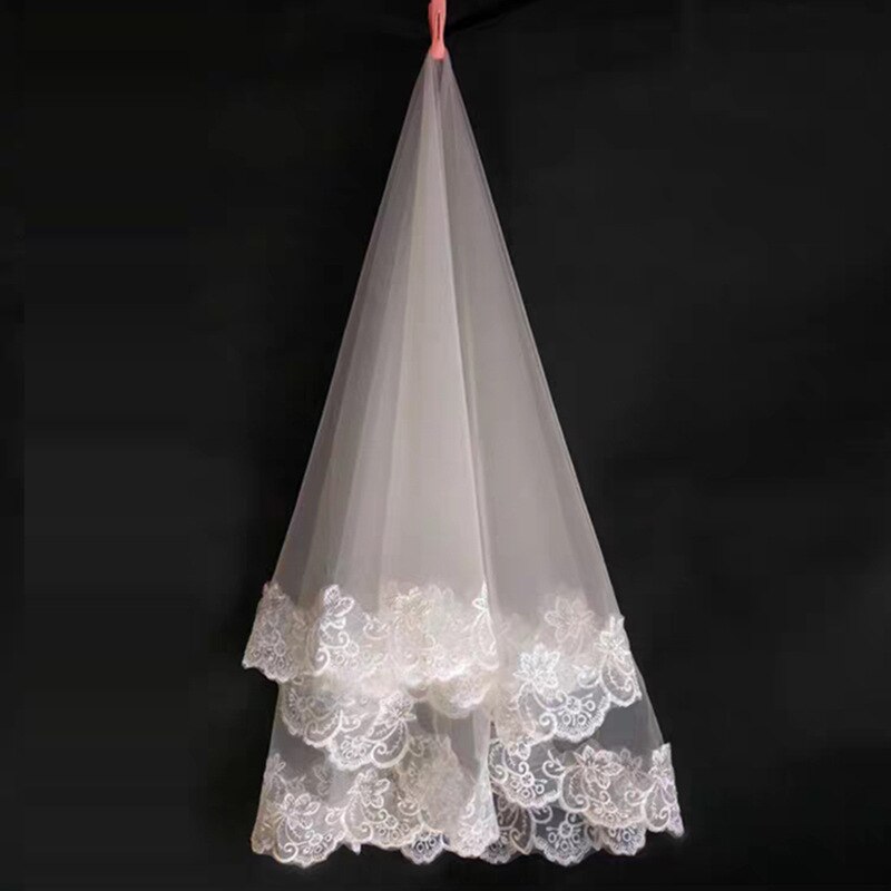 Popodion Wedding Veil Bride Veil Bride Married Lace Veil Wedding Accessories N1040: Ivory / 150cm