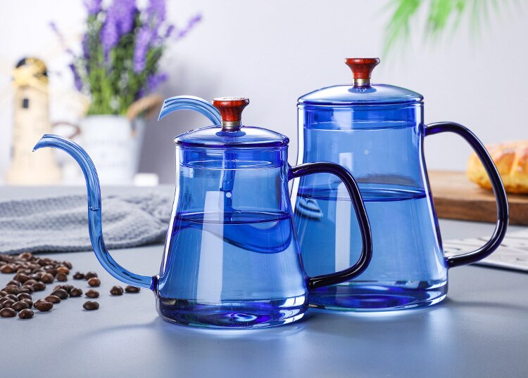 Hand-made Glass Gooseneck Hand Drip Coffee Pot Heat-resistant Glass Pour Over Coffee Tea Kettle Maker for Cafe Barista Gas Stove