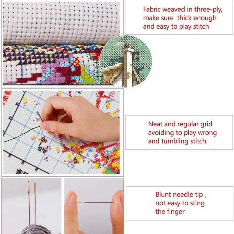 Cross Stitch Kits Beginners Full Range Of Embroidery Starter Kits For Adults Printed Cross Stitching DIY Kit 14CT, Cat