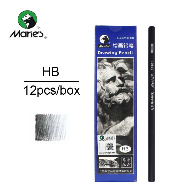 Marie Pencil Charcoal Only for Art Drawing Tools Set Beginner Sketch Artist 2H,HB,B,2B,3B, 4b, 5B,6B,7B,8B: HB