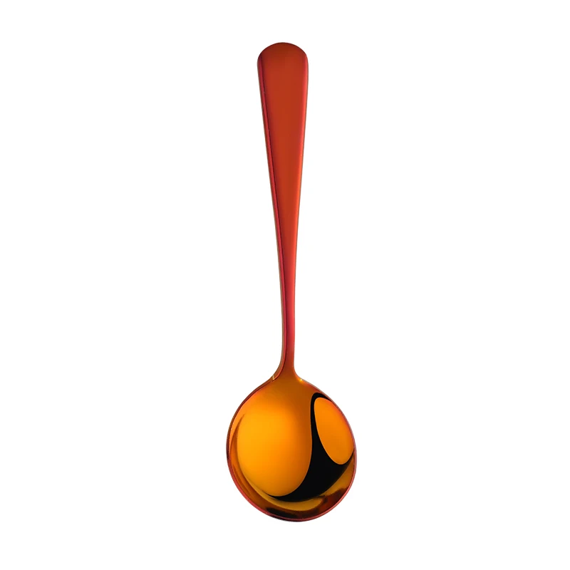 6/8/11Pcs Stainless Steel Soup Spoons Round Dessert Spoon 11 Colors Spoons Set Ice Cream Scoop Spoon In Party Dinnerset: Red