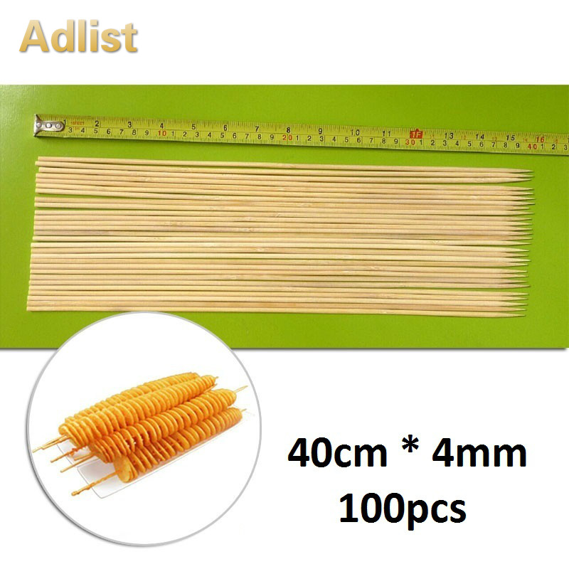 100 st 40cm*4mm bambu grillspett potatis tornado klistermärke trä grillspett set naturligt trä grillpinne